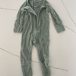 Little Sleepies Sage ribbed newborn zippy